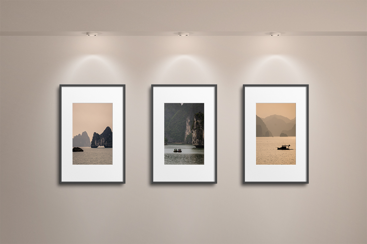 3 Landscape photos frames with silver borders
