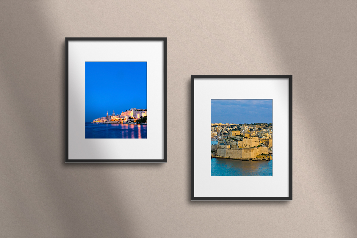 2 Malta frames of Valletta with black frames