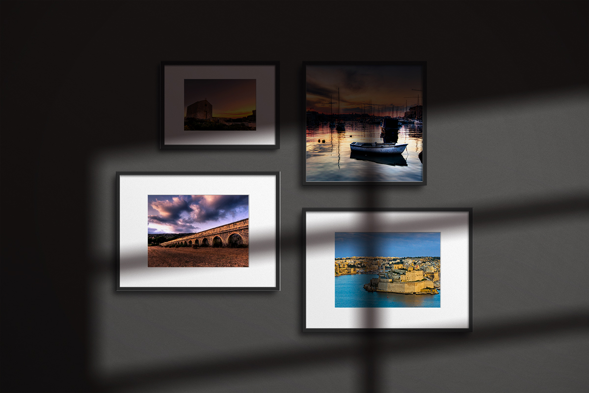 4 Malta photo frames with black borders