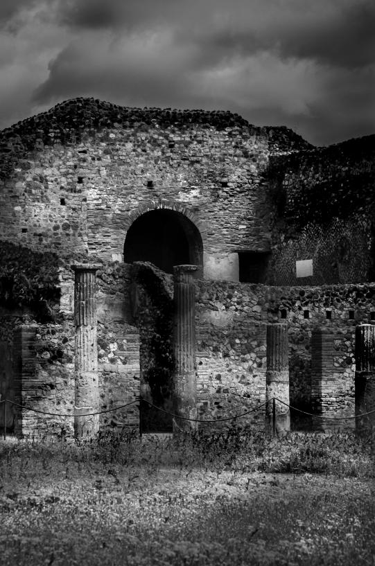 Classic Frame: Eternal Echoes: Pompeii Ruins in Monochrome